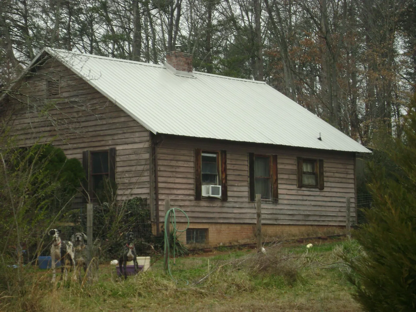 White metal roof on an old wood sided farmhouse, from a Metal Roof Installation job in Allendale
